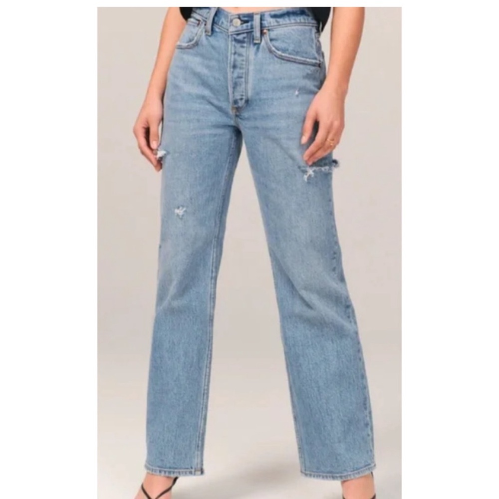 Abercrombie & Fitch The 90's Baggy Low Rise Blue Jeans Size 26 2S Short